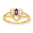 10k Polished Genuine Amethyst Birthstone Ring - Size 6