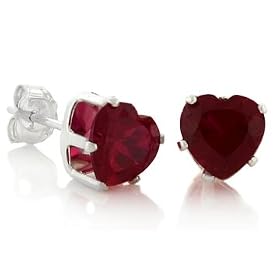 4mm January Garnet Birthstone Heart Cut CZ Silver ICED OUT Stud Earrings
