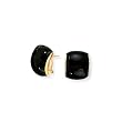 14k Gold & Inlayed Black Onyx Thick Half-Hoop Earrings