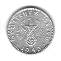 1943-A German Third Reich 50 Reichspfennig Coin KM#96