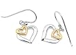 Two-Tone Sterling Silver Earrings - Hearts - Rhodium Plated - 13 mm (.5 inch)