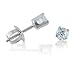 14K White Gold Round 3mm Aquamarine Screw-back title=