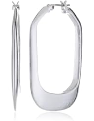 Kenneth Cole New York "Shiny Earrings" Silver Large Rectangle Hoop Earrings