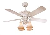Savoy House 52500MO89 Villamoura Distressed Snow White Traditional Ceiling Fan 52 Blade Span