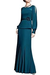 Modest Long Sleeves 2015 Chiffon Mother-of-the-Bride Dress 