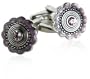 Art Deco Style Silver Cufflinks with Pink Crystal With Gift Box