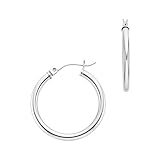 25mm Hoop Fashion Earrings 14K White Gold