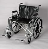 Desk Wheelchair - 22 wide. This removable desk arm wheelchair with swing away removable footrest has, Weight capacity: 375lbs, Compatatible with the leading manufacturers parts and accessories, Removable swing away footrests, Heavy duty liners in the back and seat prevents fabric from stretching, Limited lifetime warranty on the frame.