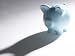 Childish Blue China Piggy Bank and Shadow Photographic Poster Print, 18x24