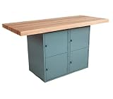 Shain WBB4-1V Two-Station Steel Workbench w/ 4 Locker Base 1 Vise (18" W x 15" H Lockers)