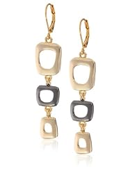 T Tahari "Essentials" Gold Colored Triple Link Drop Earrings