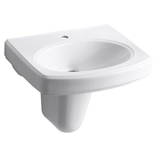KOHLER K-2035-1-0 Pinoir Wall-Mount Bathroom Sink with Single-Hole Faucet Drilling, White