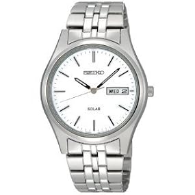 Seiko #SNE031 Men's Stainless Steel White Dial Solar Quartz Watch