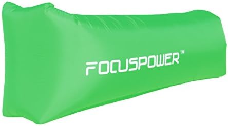 FOCUSPOWER Outdoor Infaltable Lounger Air Sleeping Bag Hiking Camping Beach Sofa Bed Banana Beanbag Rectangle Design Nylon Fabric Only 1.7lb Holds up to 440lb 82 inches (Green)