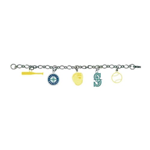 Seattle Mariners 5-Charm Bracelet baseball bat, team logos, glove, baseball