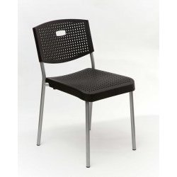 Heavy Duty Plastic Chair (Black Silver) (29.13H x 14.14W x 16.96D) by NEW SPEC INC.