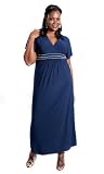 Sealed With A Kiss Designs Plus Size Classic Embellished Maxi Dress in Navy - Size 3X,