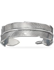 Sterling Silver Oxidized Feather Cuff Bracelet
