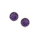 14K White Gold Prong Set 5 MM Amethyst Earring Studs