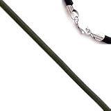 Jewelry : 18 Inch Long 1.5mm Diameter Olive Green Leather Cord Necklace w/Sterling Silver Clasp
