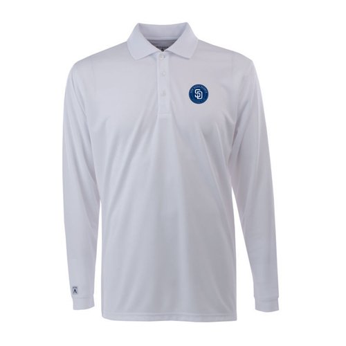 San Diego Padres Long Sleeve Polo Shirt (White) - XXX-Large