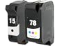 HP 15 Black & HP 78 Tri-Color Remanufactured Ink Cartridges
