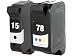 HP 15 Black & HP 78 Tri-Color Remanufactured Ink Cartridges
