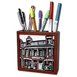 Jos Fauxtographee Realistic - A Bed and Breakfast In Europe with the Doors and Windows Cut Out and Layered - Tile Pen Holders-5 inch tile pen holder