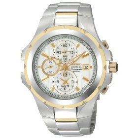 Seiko #SNAD54 Men's 2 Tone Stainless Steel Coutura Chronograph Alarm Watch