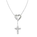 Sterling Silver CZ Faith And Love 18in Lariat Necklace
