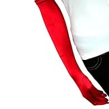 RED SATIN LONG ELEGANT 3/4 ARM FORMAL GLOVES