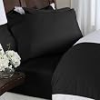 Egyptian Bedding 1500 Thread-Count, King Pillow Cases,Black solid, Set of 2