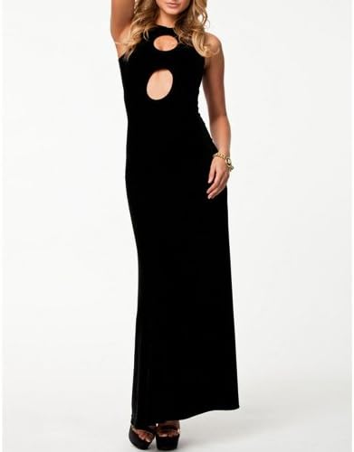 Women's Sexy Hollow Out Sleeveless Bodycon Evening Night Party maxi long Dress black