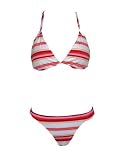 Island Soul Pink & White Stripe 2pc Bikini Triangle Top & Lowrise Bottom (Large)
