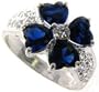 Sterling Silver Blue Heart CZ Flower Ring