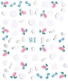 Pink Rose Bud & Jeweled Hearts Nail Stickers/Decals