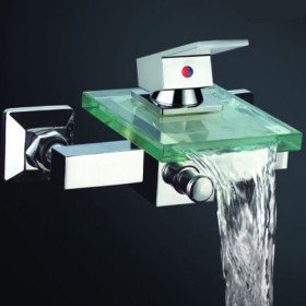 Waterfall Tub Faucet with Glass Spout