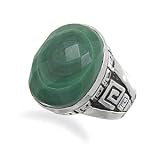 Faceted Malachite Ring in Sterling Silver