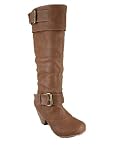 Leatherette Buckled High Heel Boot