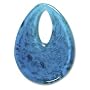 Murano Style Glass Copper Foil Dark Turquoise Large Drop Pendant (1)