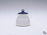 Denby Blue Jetty Covered Sugar Bowl, Cornflower/White/Navy