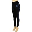 Workout Training Athletic Leggings Stretchy Black with Blue Stripes