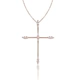 14K Pink Gold 1/5 ct. Diamond Cross Pendant with Chain