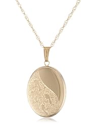Yellow 14k Gold-Filled Engraved Footstep Oval Locket Necklace, 18"