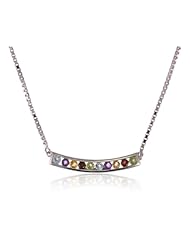 Sterling Silver Genuine Multi-Gemstone Bar Necklace, 18"