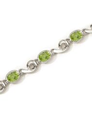 14K White Gold Oval Peridot Bracelet
