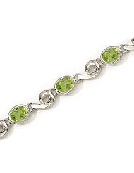 14K White Gold Oval Peridot Bracelet by Jewelry Mountain