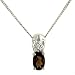 Oval Smokey Quartz & Diamond Pendant on Chain .03cttw