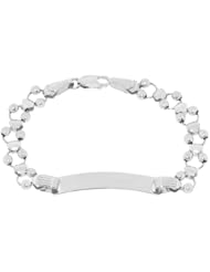 14k White Gold, Bead ID Kids Children Bracelet 6mm Wide