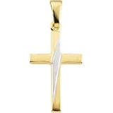 18mm Cross Pendant In 14K Yellow And White Gold - Men & Ladies 18mm Cross Pendant In 14K Yellow And White Gold - Men & Ladies